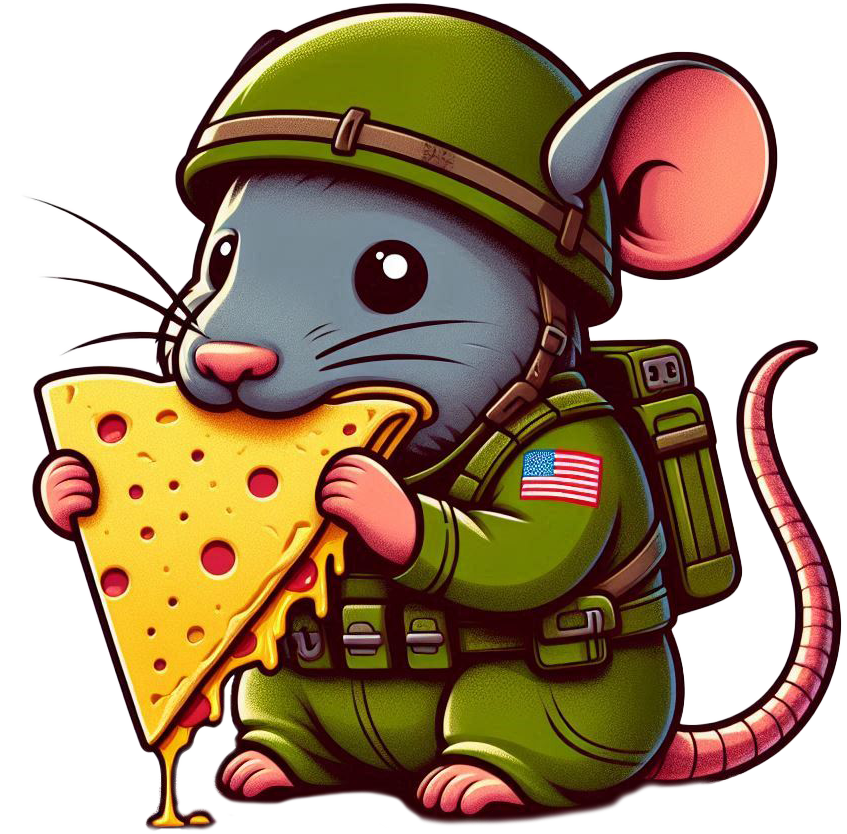 a cute cartoon rat eating